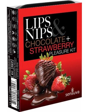 Подарунковий набір Sensuva Lips & Nips Pleasure Kit - Chocolate Strawberry 2 x 4г