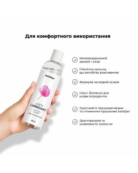 Лубрикант на водній основі Satisfyer Juicy Lubricant Cotton Candy water based 300 мл Лубрикант на водній основі Satisfyer Juicy Lubricant Cotton Candy water based 300 мл