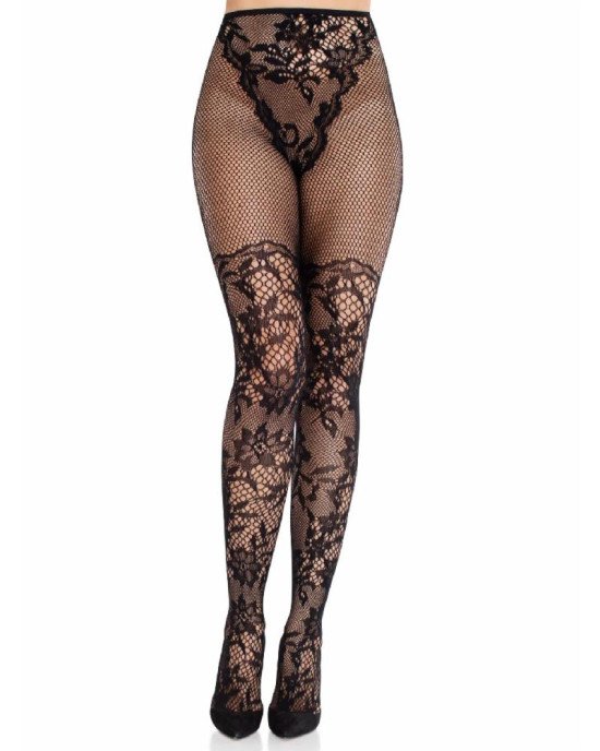 Колготки Leg Avenue Dahlia Lace Tights with Net Thigh Detail One Size Колготки Leg Avenue Dahlia Lace Tights with Net Thigh Detail One Size