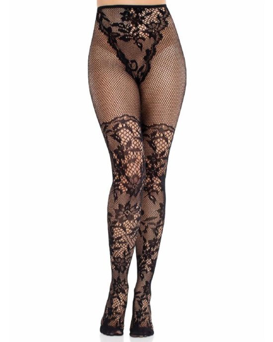 Колготки Leg Avenue Dahlia Lace Tights with Net Thigh Detail One Size Колготки Leg Avenue Dahlia Lace Tights with Net Thigh Detail One Size
