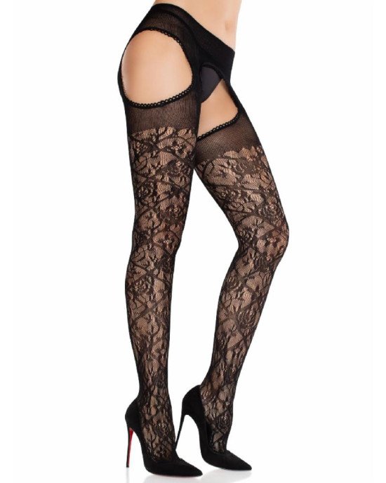 Колготки Leg Avenue Cross Hatch Floral Lace Suspender Hose One Size Колготки Leg Avenue Cross Hatch Floral Lace Suspender Hose One Size