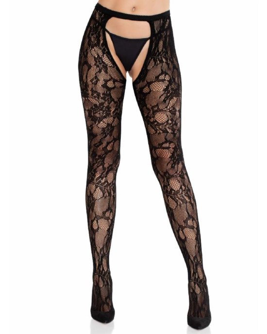 Колготки Leg Avenue Rose Lace Crotchless Tights with Open One Size Black Колготки Leg Avenue Rose Lace Crotchless Tights with Open One Size Black