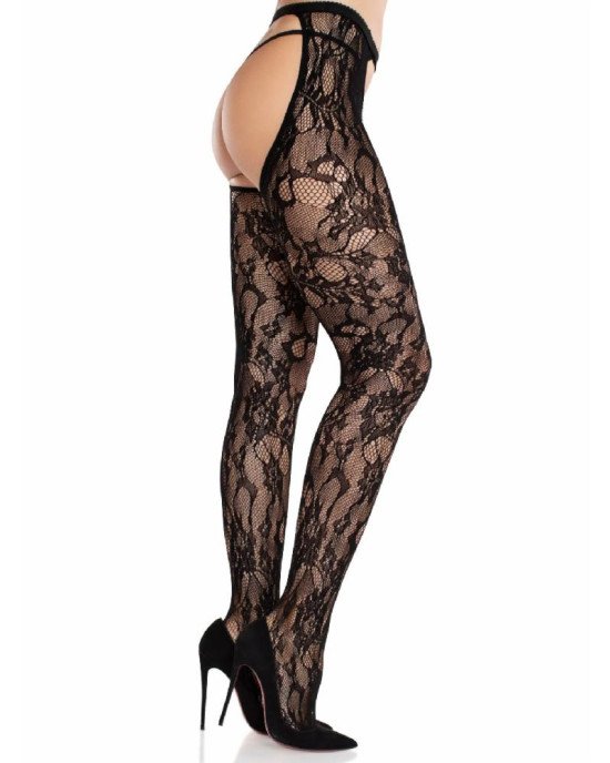 Колготки Leg Avenue Rose Lace Crotchless Tights with Open One Size Black Колготки Leg Avenue Rose Lace Crotchless Tights with Open One Size Black