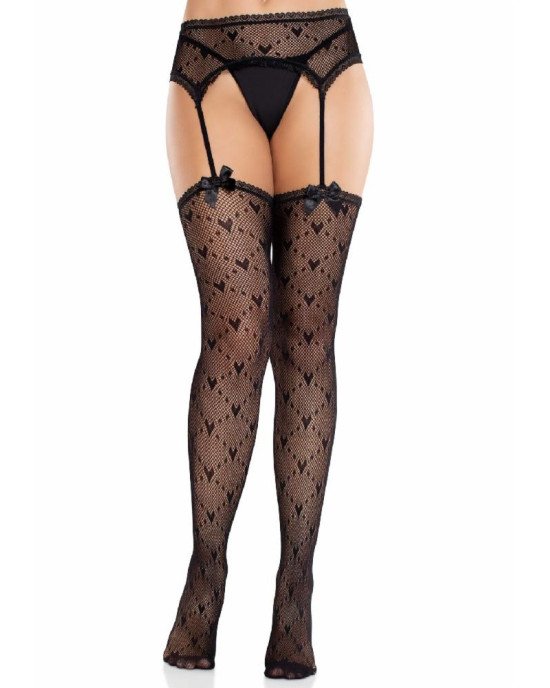 Колготки-панчохи Leg Avenue Heart Garterbelt Stockings One Size Black Колготки-панчохи Leg Avenue Heart Garterbelt Stockings One Size Black