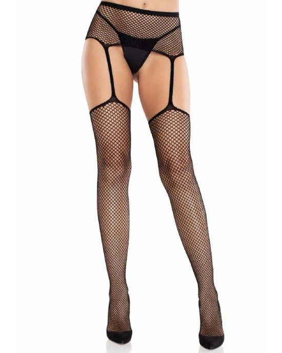 Колготки-панчохи Leg Avenue Backseam Net Stockings з поясом для панчіх, один розмір, чорні