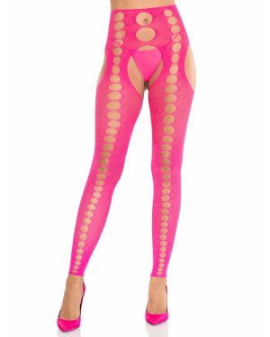 Колготки Leg Avenue Seamless Opaque Footless Suspender Hose One Size Neon Pink