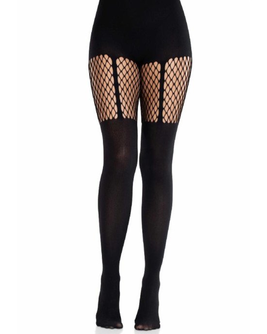 Колготки Leg Avenue Garter Illusion Tights with Net Detail One Size Black Колготки Leg Avenue Garter Illusion Tights with Net Detail One Size Black