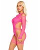 Бодістокінг Leg Avenue Fishnet Garter Harness and Teddy One Size Neon Pink Бодістокінг Leg Avenue Fishnet Garter Harness and Teddy One Size Neon Pink