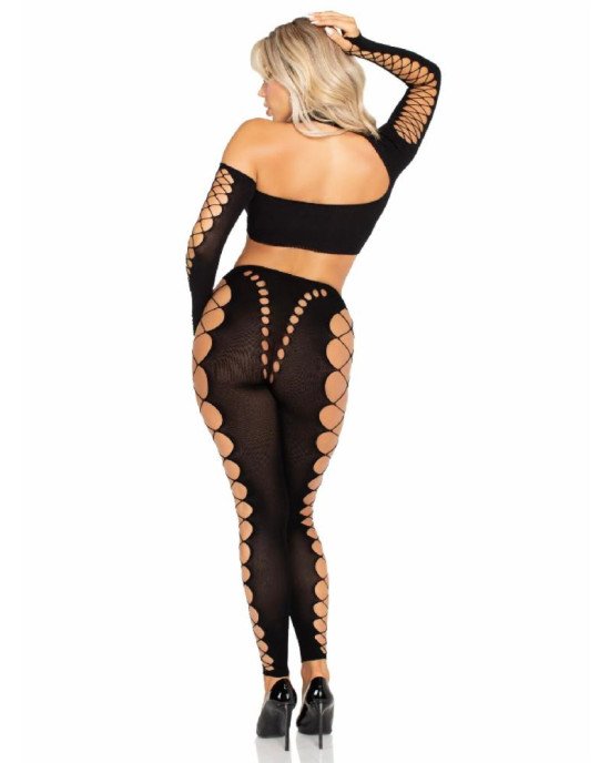 Комплект Leg Avenue Seamless Cut-Out Crop Top and Legging One Size Black Комплект Leg Avenue Seamless Cut-Out Crop Top and Legging One Size Black