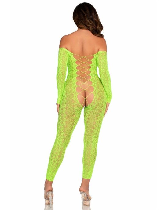 Бодістокінг Leg Avenue Crotchless Footless Lingerie Bodystocking One Size Neon Green Бодістокінг Leg Avenue Crotchless Footless Lingerie Bodystocking One Size Neon Green