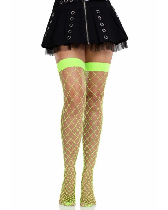 Панчохи у велику сітку Leg Avenue Fence Net Thigh Highs Neon Green, one size