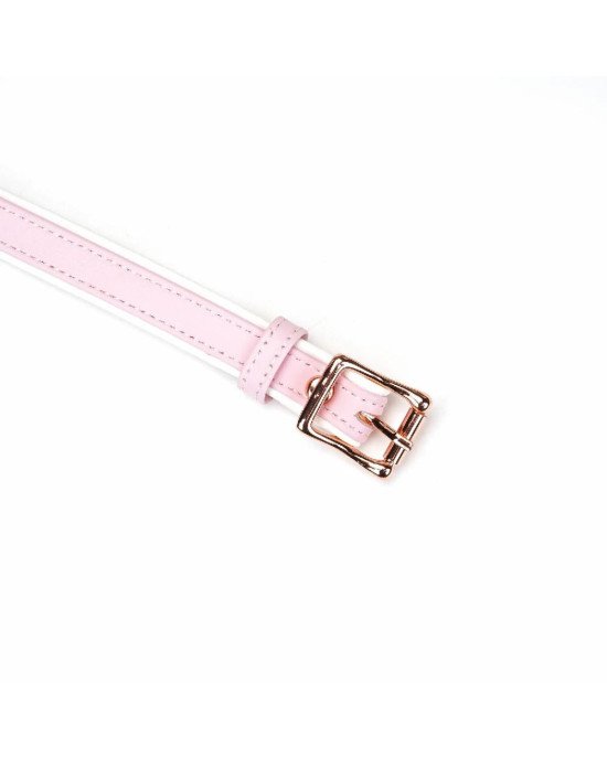 Шкіряна маска на очі Liebe Seele White & Pink Fairy Goat Leather Blindfold