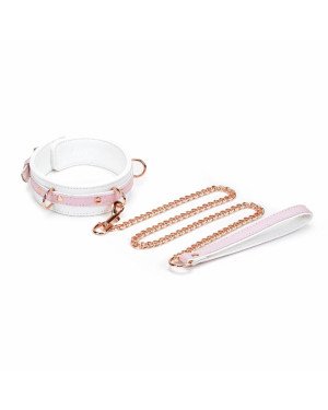 Нашийник з повідцем Liebe Seele White & Pink Fairy Goat Leather Collar