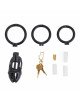 Клітка для пеніса LOCKINK SEVANDA Plastic Penis Chastity Cage, чорна, 3 кільця різних розмірів