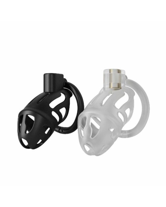 Клітка для пеніса LOCKINK SEVANDA Plastic Penis Chastity Cage, чорна, 3 кільця різних розмірів