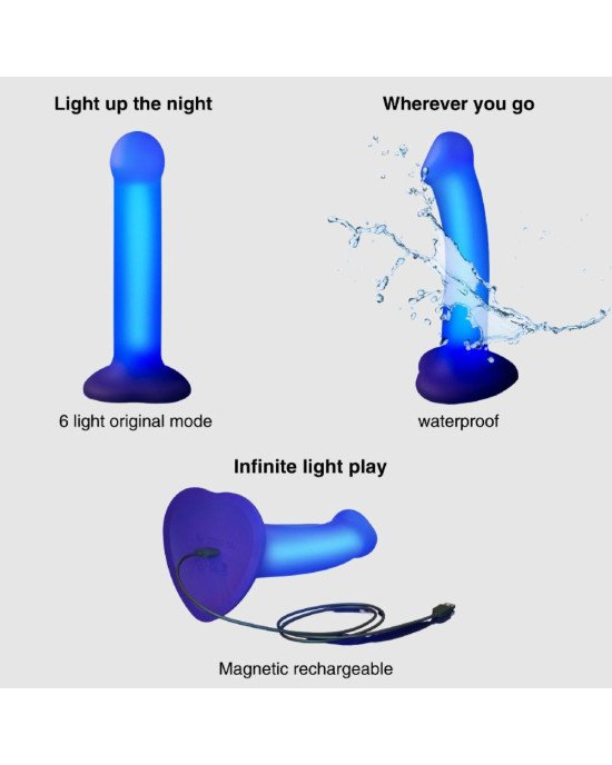 Дилдо, що світиться Strap-On-Me Glow-LED Dildo Purple - M