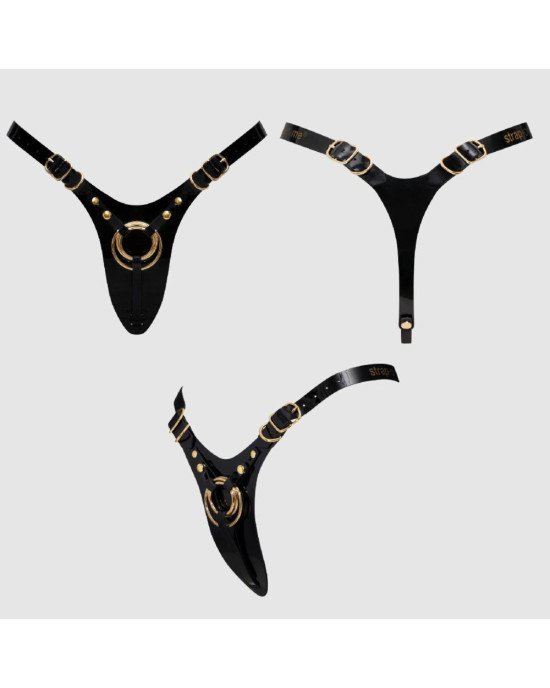 Трусики для страпона Strap-On-Me Leatherette Harness Fabulous - One Size - Black Glossy Трусики для страпона Strap-On-Me Leatherette Harness Fabulous - One Size - Black Glossy