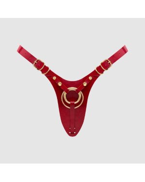 Трусики для страпона Strap-On-Me Leatherette Harness Fabulous - One Size - Red Glossy