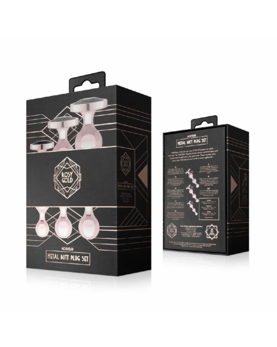 Набір анальних іграшок Rosy Gold - Metal Butt Plug Set 3 Pieces Набір анальних іграшок Rosy Gold - Metal Butt Plug Set 3 Pieces