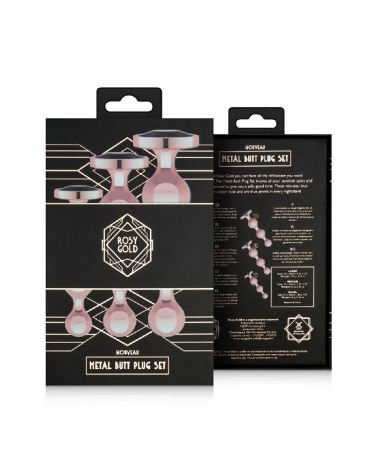 Набір анальних іграшок Rosy Gold - Metal Butt Plug Set 3 Pieces Набір анальних іграшок Rosy Gold - Metal Butt Plug Set 3 Pieces