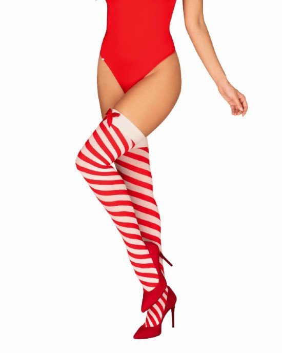 Панчохи Obsessive Kissmas stockings S/M Панчохи Obsessive Kissmas stockings S/M