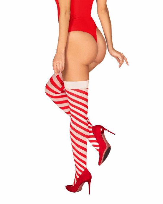 Панчохи Obsessive Kissmas stockings S/M Панчохи Obsessive Kissmas stockings S/M