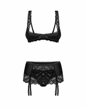 Комплект Obsessive Lecille 3-pcs crotchless set S/M Комплект Obsessive Lecille 3-pcs crotchless set S/M