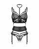 Комплект Obsessive Premisis Black 3-pcs crotchless set L/XL Комплект Obsessive Premisis Black 3-pcs crotchless set L/XL
