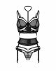 Комплект Obsessive Premisis Black 3-pcs crotchless set L/XL Комплект Obsessive Premisis Black 3-pcs crotchless set L/XL
