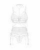 Комплект Obsessive Premisis White 3-pcs crotchless set S/M