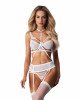 Комплект Obsessive Premisis White 3-pcs crotchless set L/XL Комплект Obsessive Premisis White 3-pcs crotchless set L/XL