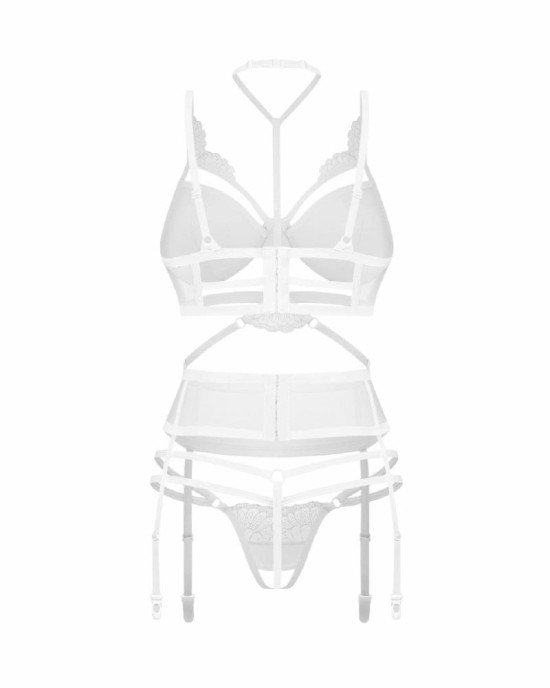 Комплект Obsessive Premisis White 3-pcs crotchless set 2XL/3X Комплект Obsessive Premisis White 3-pcs crotchless set 2XL/3X