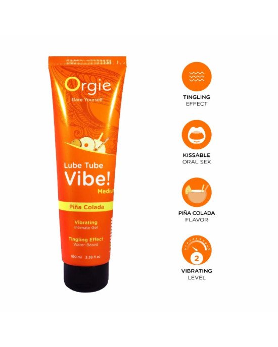 Вібролубрикант Orgie Lube Tube Vibe! Pina Colada 100 мл Вібролубрикант Orgie Lube Tube Vibe! Pina Colada 100 мл