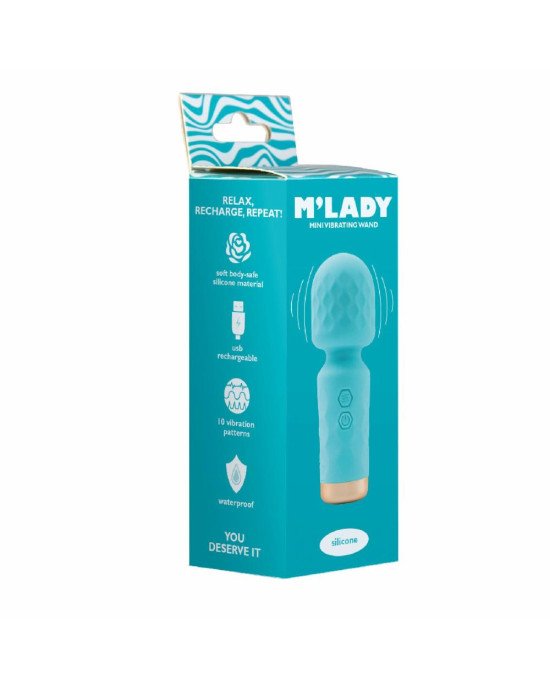 Вібромасажер M’Lady Mini Vibrating Wand Teal Вібромасажер M’Lady Mini Vibrating Wand Teal