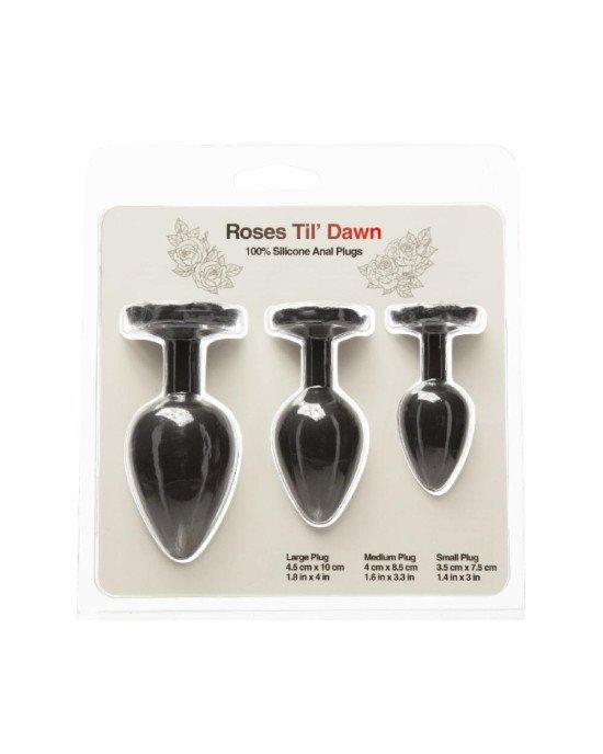 Набір силіконових анальних пробок BMS Roses Til’ Dawn Silicone Anal Plug Kit Starter Kit Black