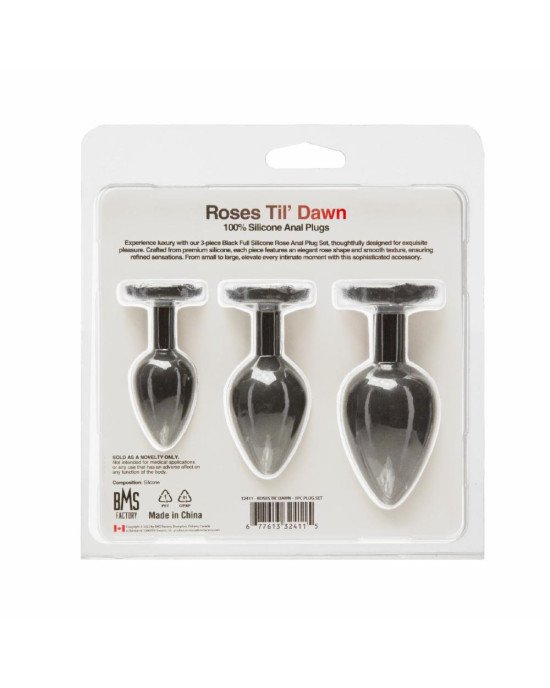 Набір силіконових анальних пробок BMS Roses Til’ Dawn Silicone Anal Plug Kit Starter Kit Black