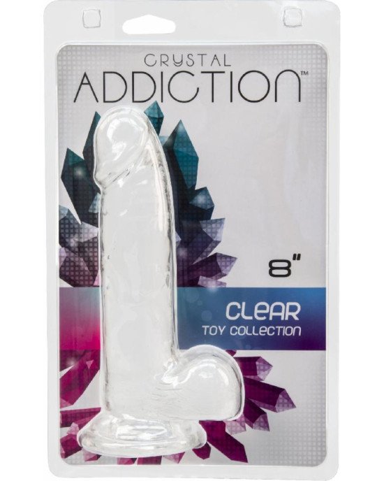 Прозорий фалоімітатор на присосці ADDICTION — Clear Dildo with Balls 8″, віброкуля в подарунок Прозорий фалоімітатор на присосці ADDICTION — Clear Dildo with Balls 8″, віброкуля в подарунок