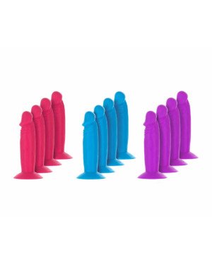 Набір фалоімітаторів ADDICTION Silly Willy 3.3” Silicone Dildo, 3 кольори, 12 шт