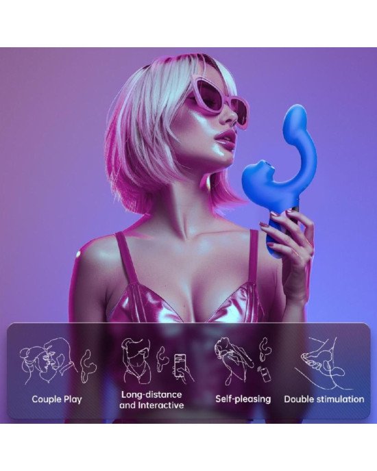 Смарт-вібратор Magic Motion Ponder Blue, подвійна стимуляція, віброяйце+язичок для клітора Смарт-вібратор Magic Motion Ponder Blue, подвійна стимуляція, віброяйце+язичок для клітора