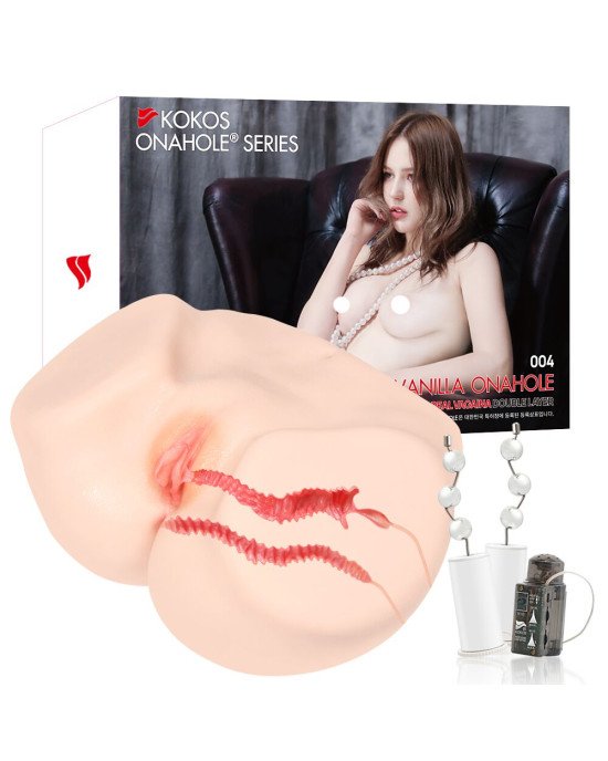 Мастурбатор Kokos 004 Vailla ONAHOLE Real Vagina 2WayPlus з вібрацією та масажем Мастурбатор Kokos 004 Vailla ONAHOLE Real Vagina 2WayPlus з вібрацією та масажем