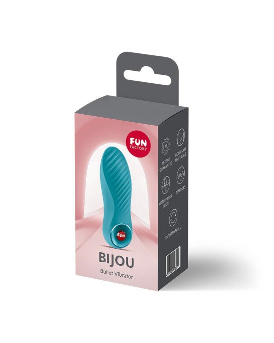 Вібратор Fun Factory Bijou Aquamarine, 12 режимів вібрації, перезаряджуваний Вібратор Fun Factory Bijou Aquamarine, 12 режимів вібрації, перезаряджуваний