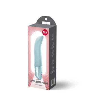 Вібратор Fun Factory Diva Dolphin Ice Blue, 10 режимів роботи, на батарейках Вібратор Fun Factory Diva Dolphin Ice Blue, 10 режимів роботи, на батарейках