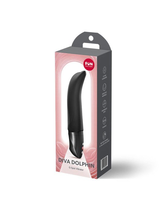 Вібратор Fun Factory Diva Dolphin Black, 10 режимів роботи, на батарейках Вібратор Fun Factory Diva Dolphin Black, 10 режимів роботи, на батарейках