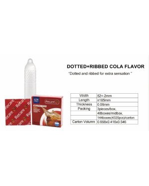 Презервативи Recare Cola Dotted&Ribbed Condoms 3 шт, з пухирцями та ребрами, аромат: Кола Презервативи Recare Cola Dotted&Ribbed Condoms 3 шт, з пухирцями та ребрами, аромат: Кола