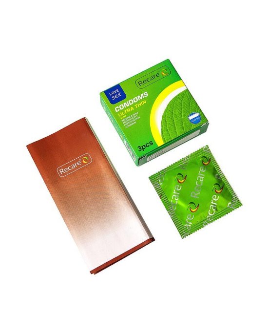 Презервативи Ultra Thin Mint Condoms 3 шт, ультратонкі, аромат: м'ята