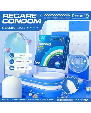 Презервативи Recare Classic Condoms 3 шт, класичні Презервативи Recare Classic Condoms 3 шт, класичні