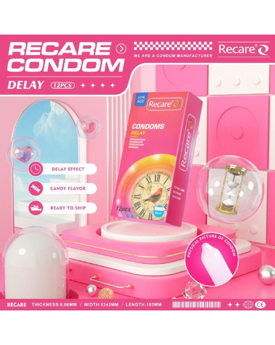 Презервативи Recare Delay Candy Condoms 12 шт, пролонгувальний ефект, цукерковий аромат Презервативи Recare Delay Candy Condoms 12 шт, пролонгувальний ефект, цукерковий аромат