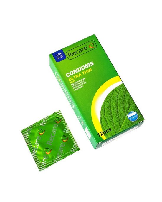 Презервативи Ultra Thin Mint Condoms Recare 12 шт, ультратонкі, аромат: м'ята Презервативи Ultra Thin Mint Condoms Recare 12 шт, ультратонкі, аромат: м'ята