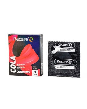 Презервативи Holographic Recare Cola Dotted&Ribbed Condoms 3 шт, з пухирцями і ребрами, аромат: Кола