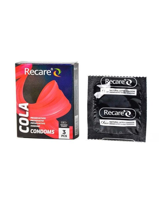 Презервативи Holographic Recare Cola Dotted&Ribbed Condoms 3 шт, з пухирцями і ребрами, аромат: Кола Презервативи Holographic Recare Cola Dotted&Ribbed Condoms 3 шт, з пухирцями і ребрами, аромат: Кола